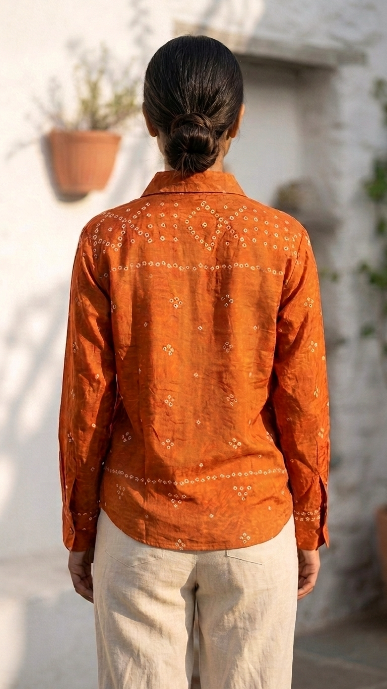 Bandhani Crepe Shirt - Vertical