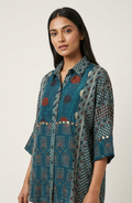 Ajrakh Blue Crepe Shirt
