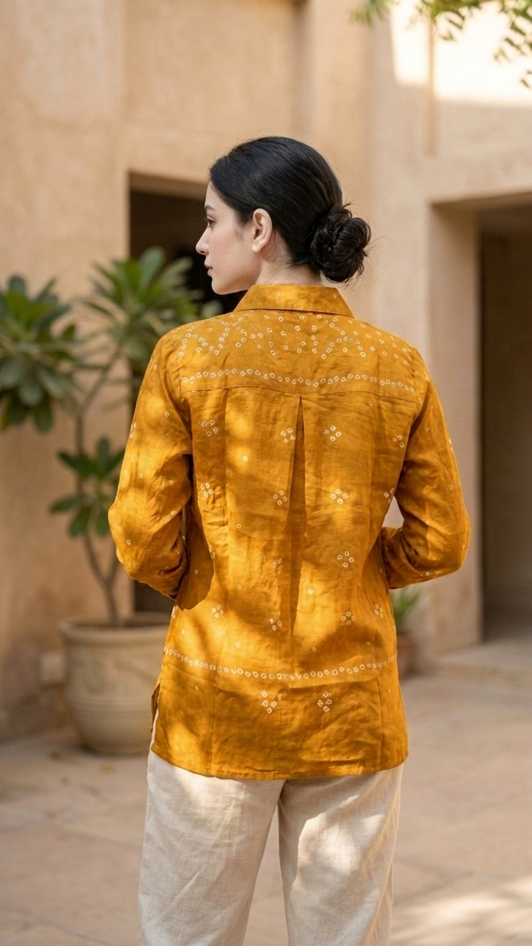 Bandhani Crepe Shirt - Vertical