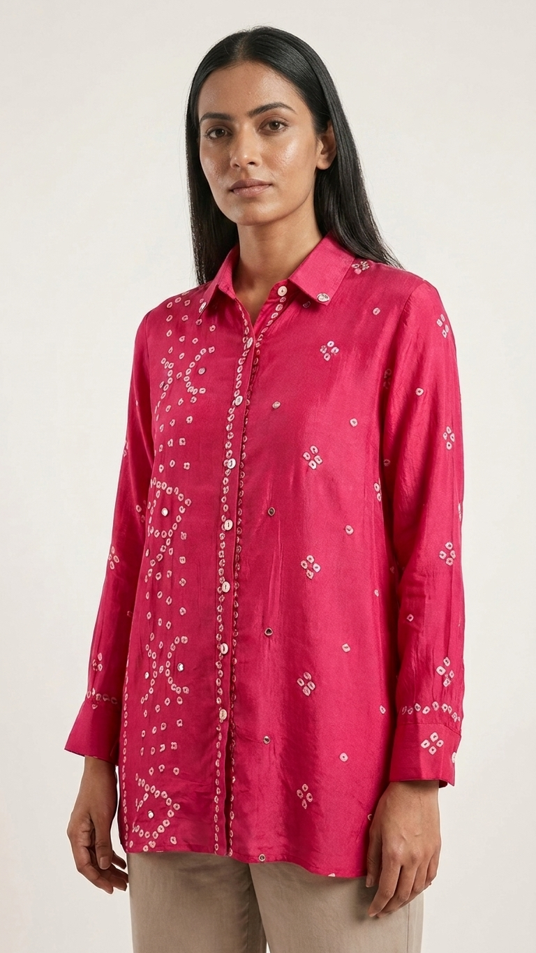 Bandhani Crepe Shirt - Vertical