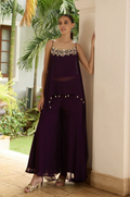 Wine Mirror Handwork Georgette Co-Ord